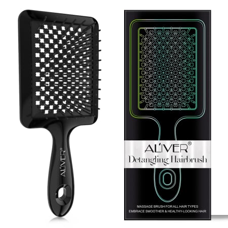 Perie ALIVER cu peri moi si flexibili pentru utilizare pe par umed si uscat, ventilata pentru descurcarea parului cret, ud sau des, amelioreaza presiunea de la nivelul scalpului, stimuleaza circulatia [3]