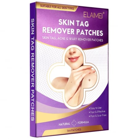 Masca fata si plasturi pentru curatarea tenului - Plasturi Elaimei pentru indepartarea fara durere si cicatrici a alunitelor, negilor si acneei, hraneste, regenereaza pielea, 144 plasturi
