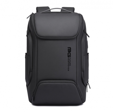 Rucsac de mare capacitate, rezistent la apa, USB, polyester, pentru scoala, studenti, business, potrivit pentru laptop de 15, 6”, negru, 40x30x15cm [0]