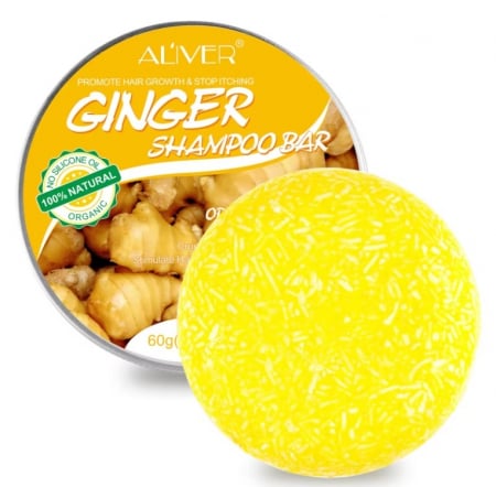 Produse - Sampon solid cu ghimbir, ALIVER, natural, organic, amelioreaza mancarimea, stimuleaza foliculul de par, hidrateaza, ajuta la cresterea parului, 60g