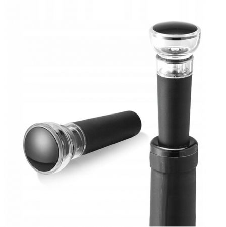 Set deschizator sticla cu tirbuson electric, dop vacuum, palnie, cutter folie, suport, negru [8]