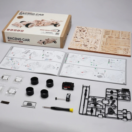 Set puzzle 3D din lemn, Robotime F1 Racing Car, 246 piese [9]