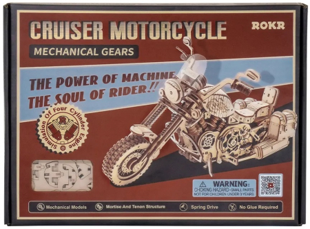 Set puzzle 3D din lemn, Robotime LK504 Cruiser Motorcycle, 420 piese [10]