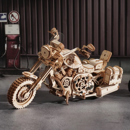 Set puzzle 3D din lemn, Robotime LK504 Cruiser Motorcycle, 420 piese [3]