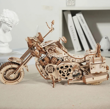 Set puzzle 3D din lemn, Robotime LK504 Cruiser Motorcycle, 420 piese [6]