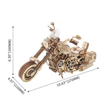 Set puzzle 3D din lemn, Robotime LK504 Cruiser Motorcycle, 420 piese [1]