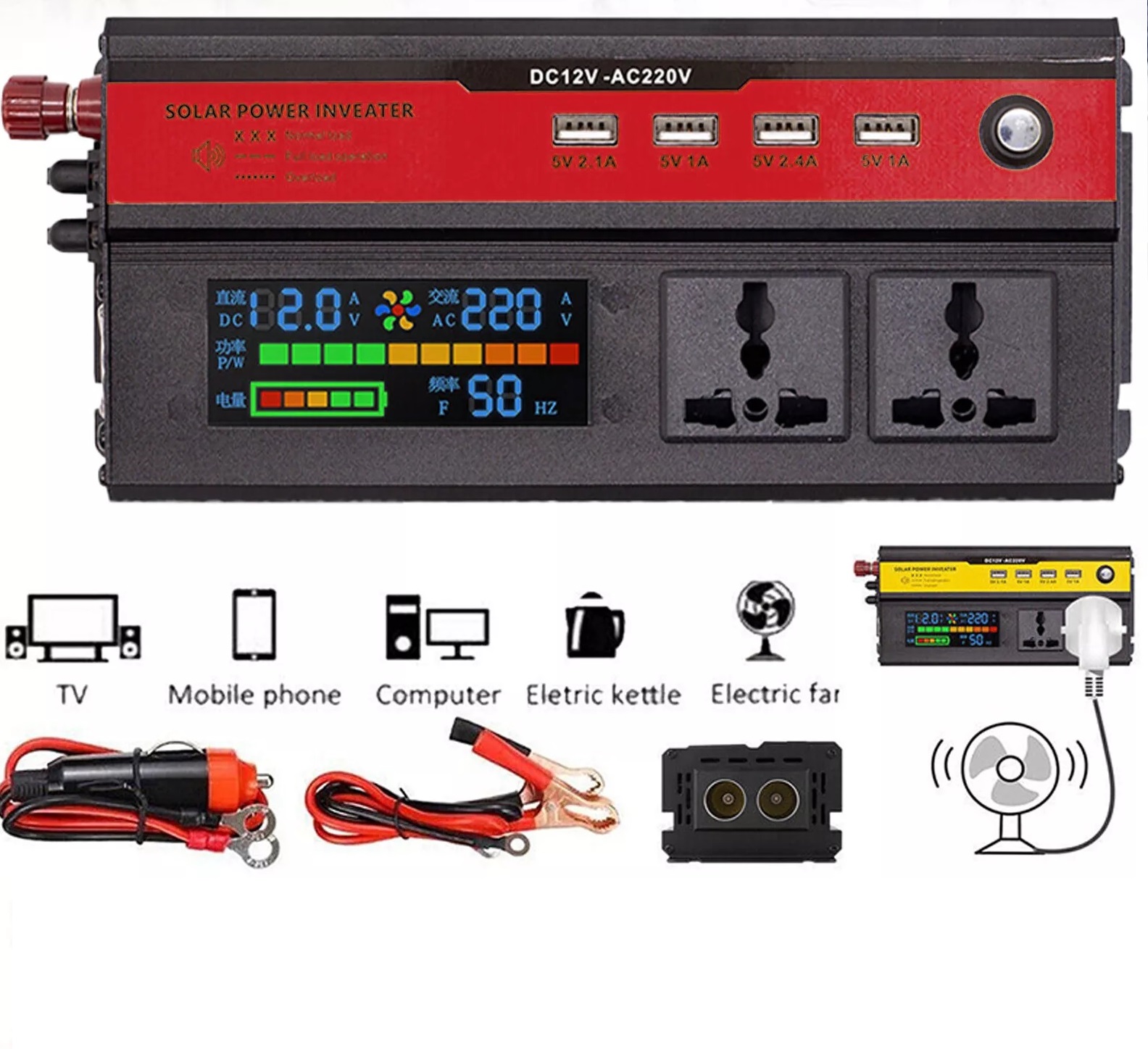 Electronice si electrice auto - Invertor de tensiune de la 12V la 220V 5000W cu afișaj digital