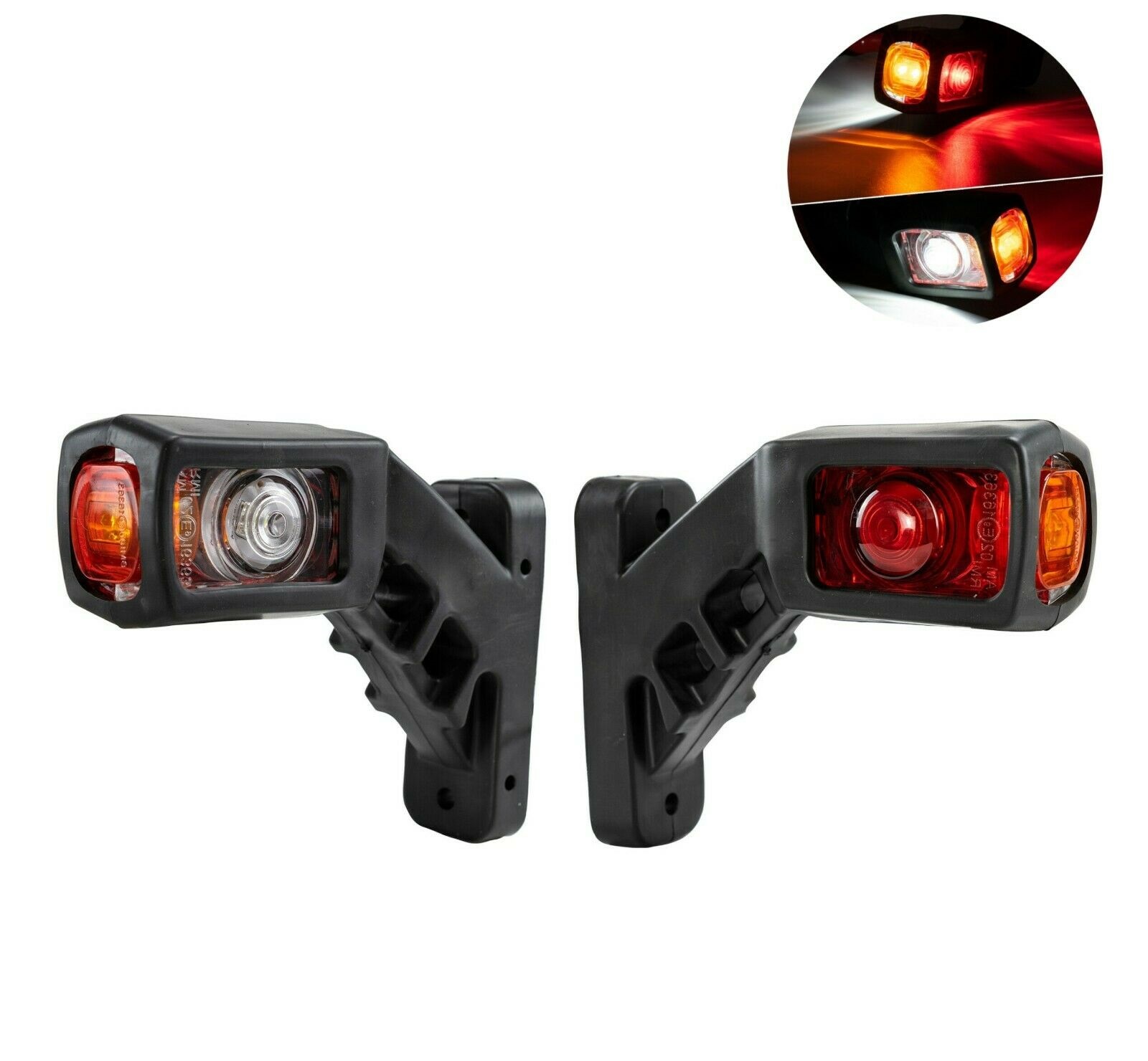Lampi gabarit cu brat - Set 2 lampi laterale de gabarit cu LED 12V, 130mm, rosu/alb/galben