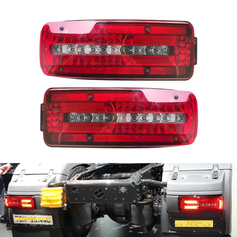 Lampi spate camion 24V - Set lampi LED stranga + dreapta Man TGX/TGS/TGL/TGM 24V cu 8 functii E-Mark