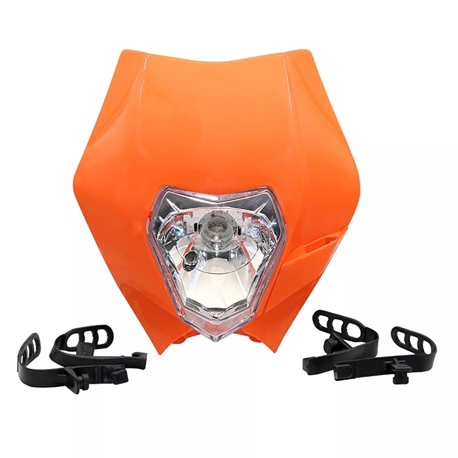 Accesorii Moto & Velo - Carena si far fata pentru motociclete, portocalie, cu faza scurta si lunga - Model universal pentru ENDURO / Trail / Streetfighter