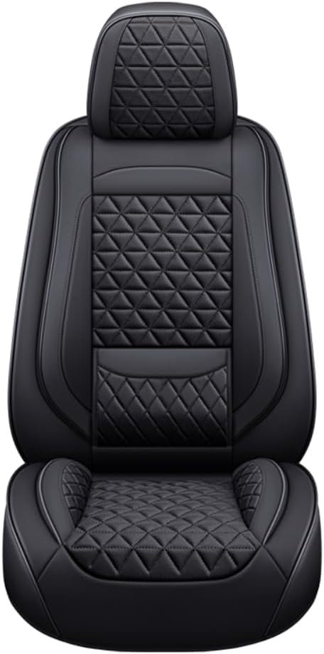 Set Huse Auto universale luxoase din piele ecologica, negru cu suport lombar integrat pentru scaune fata si spate [4]