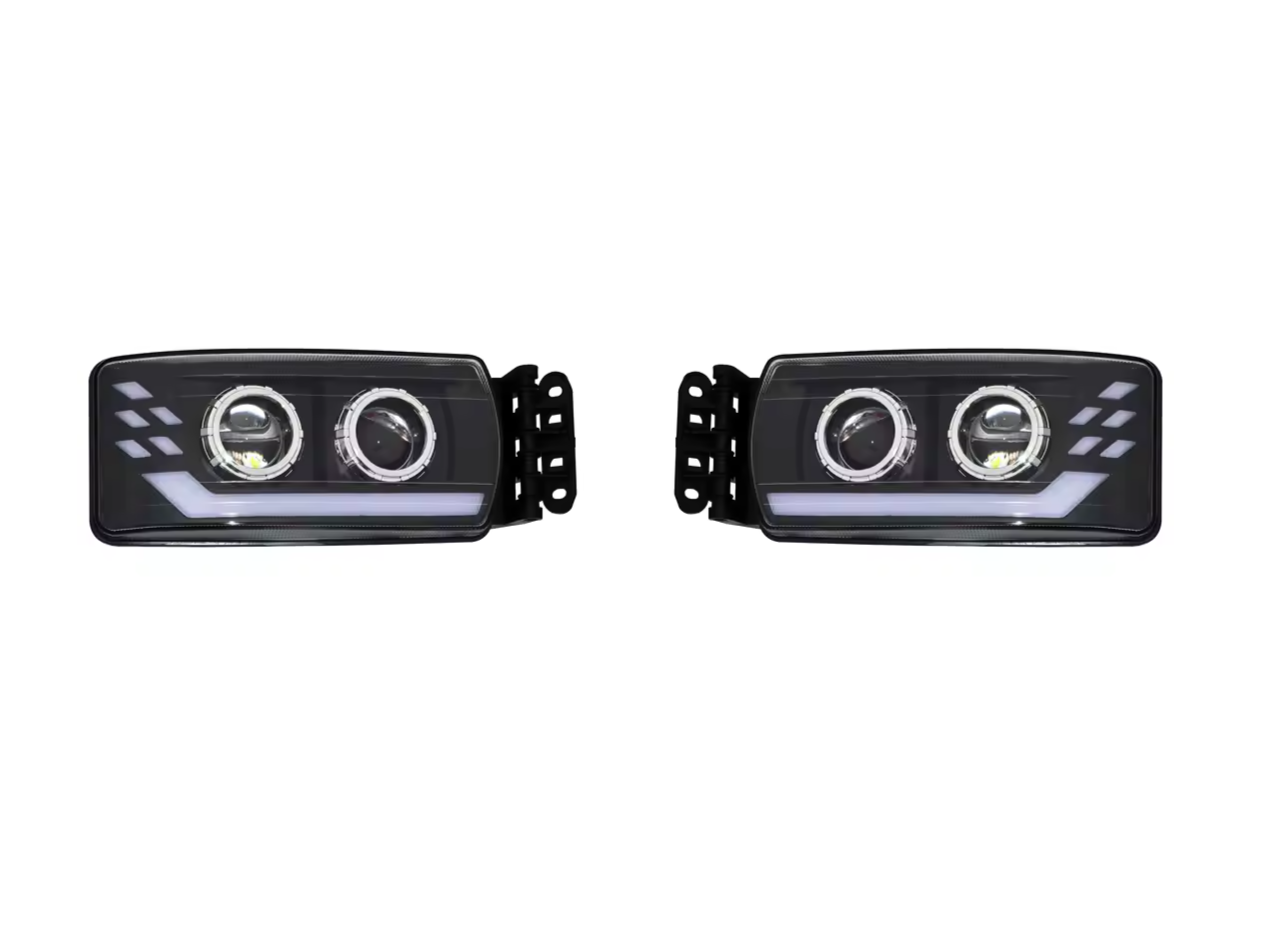 Faruri si proiectoare camion - Set faruri LED stanga + dreapta cu lupe pentru IVECO STRALIS 24V - DRL, Startup Effect, OEM 5801571746 / 5801571745