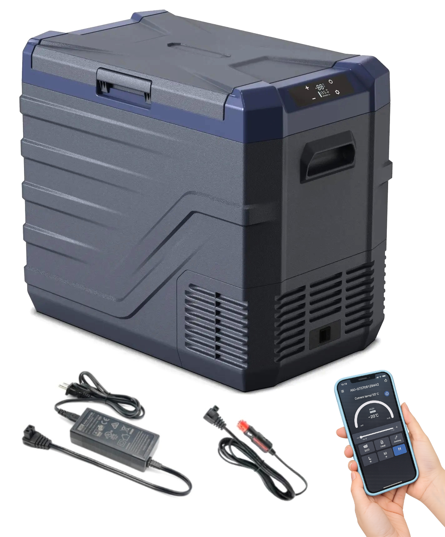 Cutii frigorifice - Lada Frigorifica Electrica Smart Flexzon, Control prin Aplicatie, Bluetooth, 12V/24V, 100-240V, 43.6L - Gri