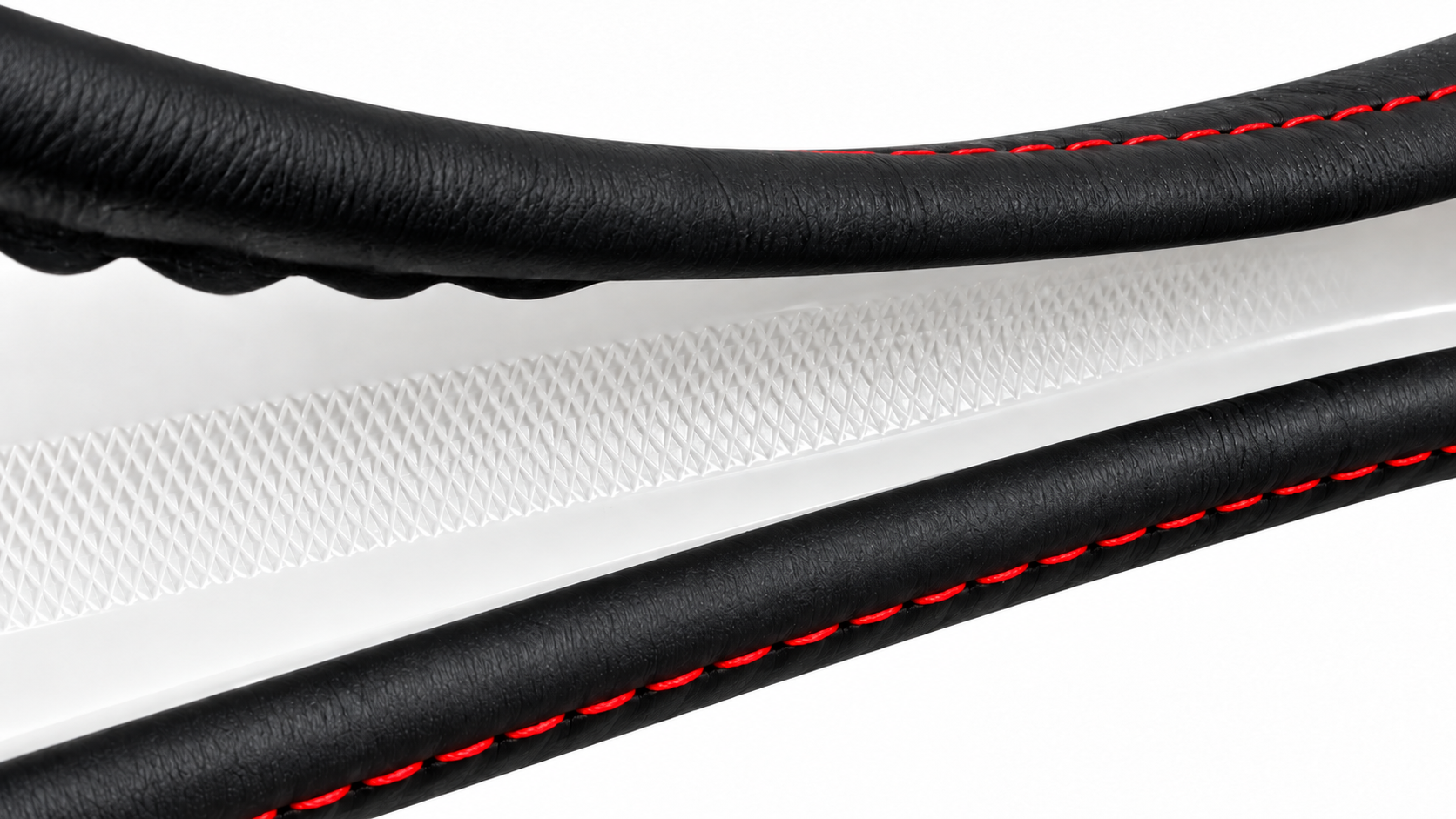 Husa volan pentru camion din piele naturala, 44-46 cm, Negru cu cusaturi rosii [4]