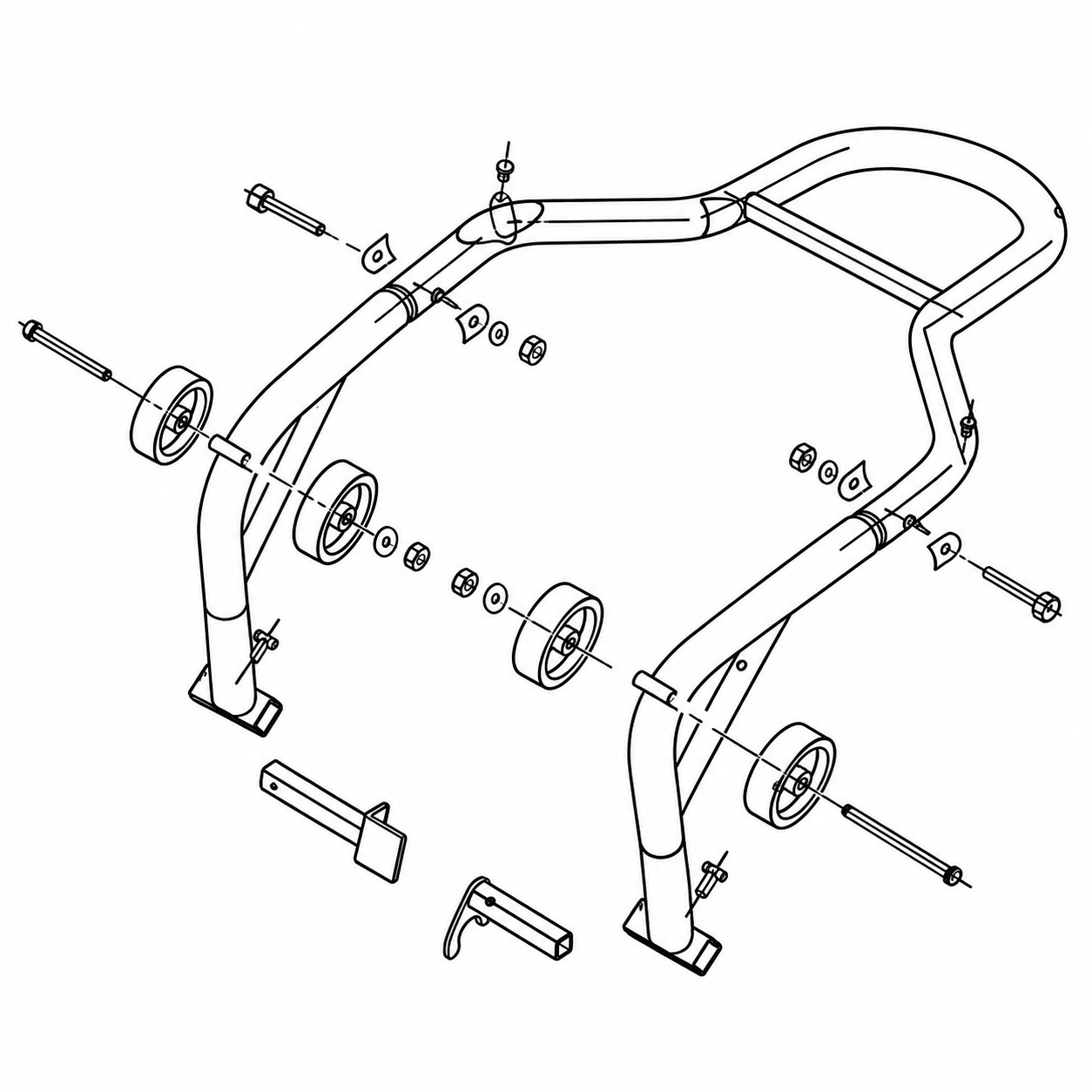 Stander Moto Spate pentru Motocicleta, Suport Ridicare si Mentenanta, Reglabil 240-370 mm, Capacitate 450 kg, Adaptoare L si U, Roti 72 mm, Otel, Negru [9]