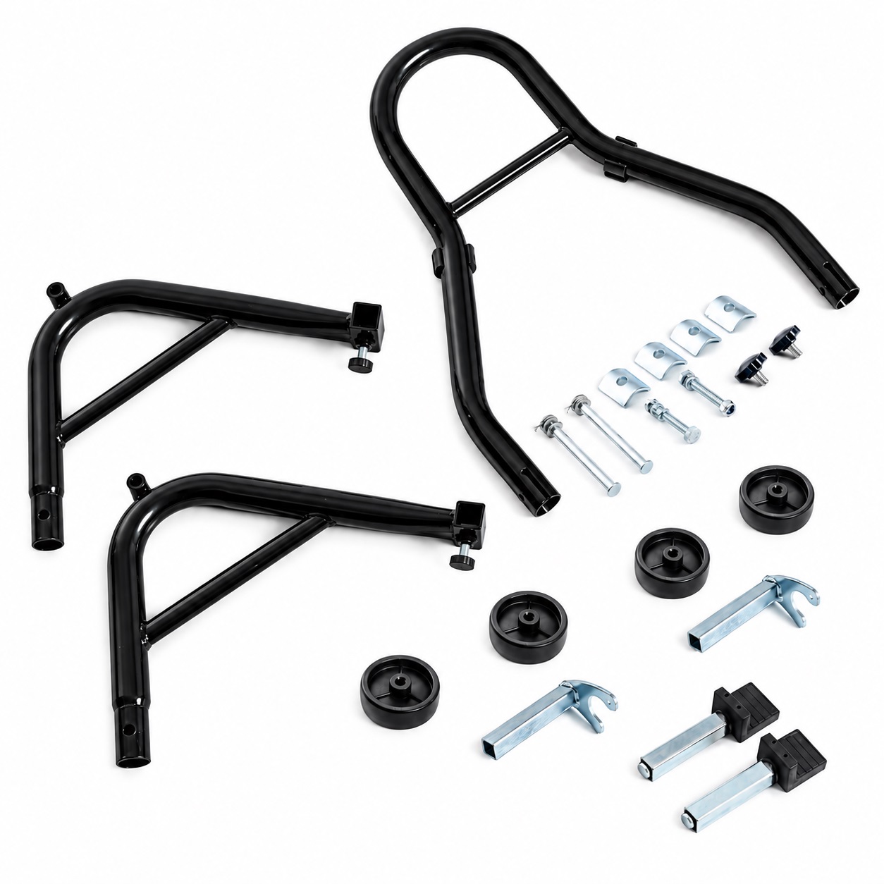 Stander Moto Spate pentru Motocicleta, Suport Ridicare si Mentenanta, Reglabil 240-370 mm, Capacitate 450 kg, Adaptoare L si U, Roti 72 mm, Otel, Negru [8]