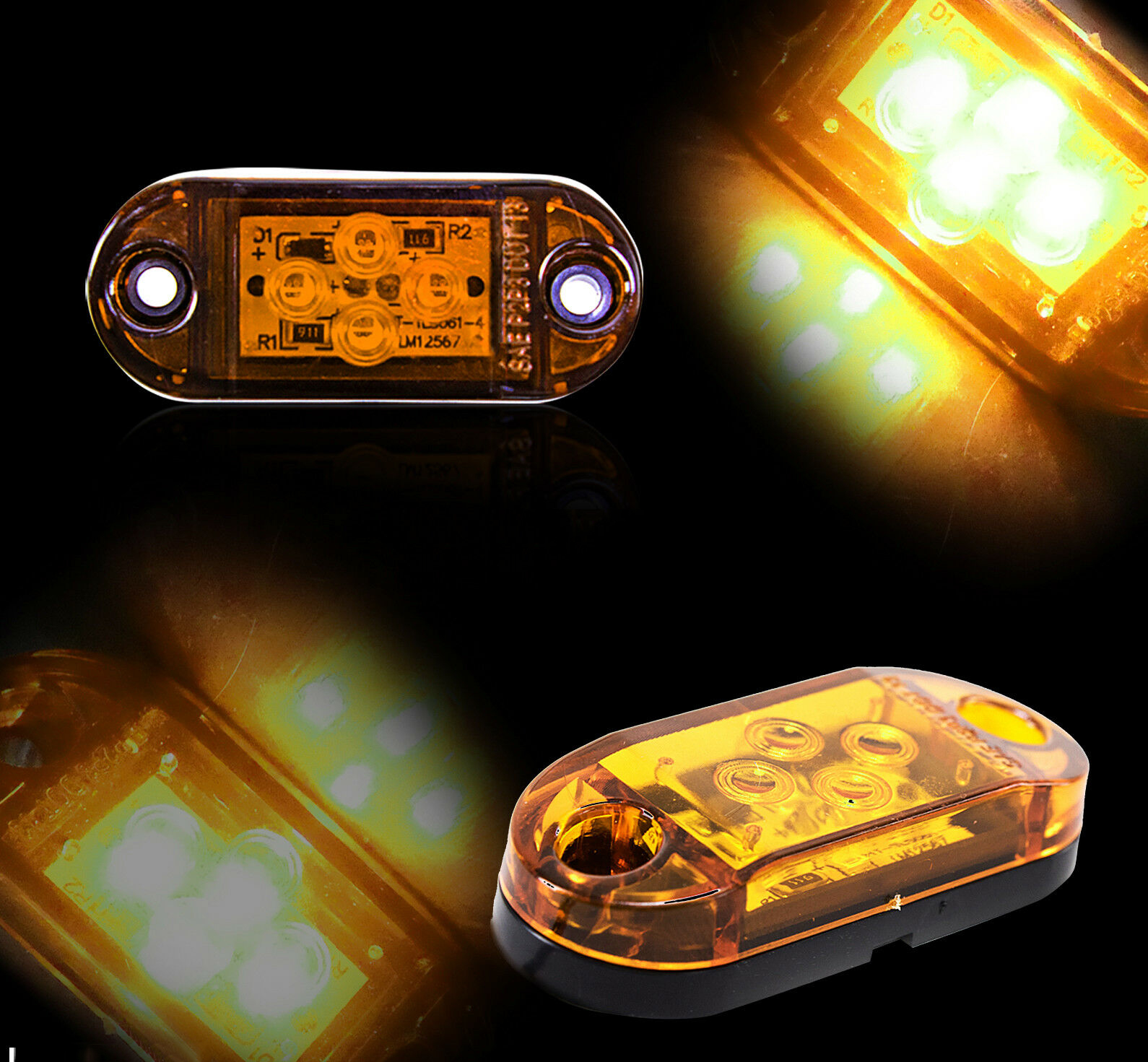 Lampi Laterale - Lampa Laterala gabarit LED cu 4 LED-uri SMD - Galben, 24V