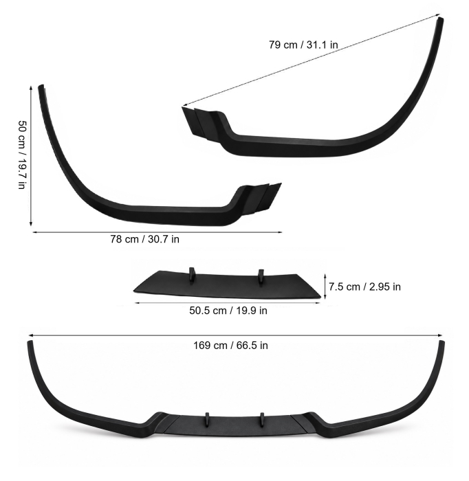 Prelungire Bara Fata Universala Cupra Lip, Spoiler Splitter Auto din 3 Piese, Plastic ABS, Negru [10]