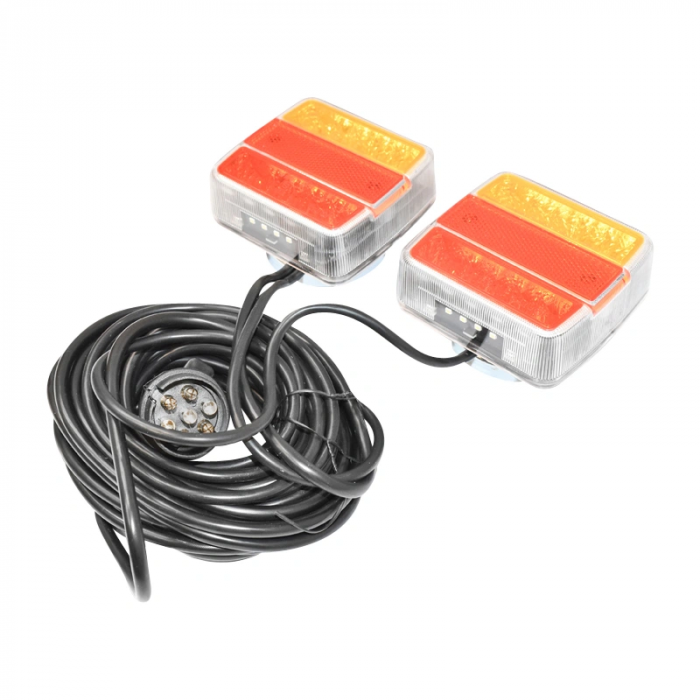 Set lampi LED magnetice pentru remorca, fisa 7 pini, cablu intre stopuri de 2,5m, cablu fisa 7.5m 12 V [2]