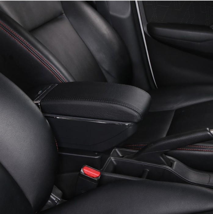 Cotiera auto pentru Dacia Duster 2010-2017, culisanta, suport pahar, scrumiera, Piele ecologica, Negru/Crom [7]