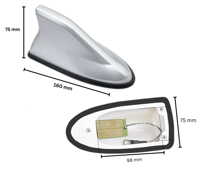 Antena auto activa tip shark fin cu amplificator integrat – universala, imbunatateste semnalul, Gri deschis [4]
