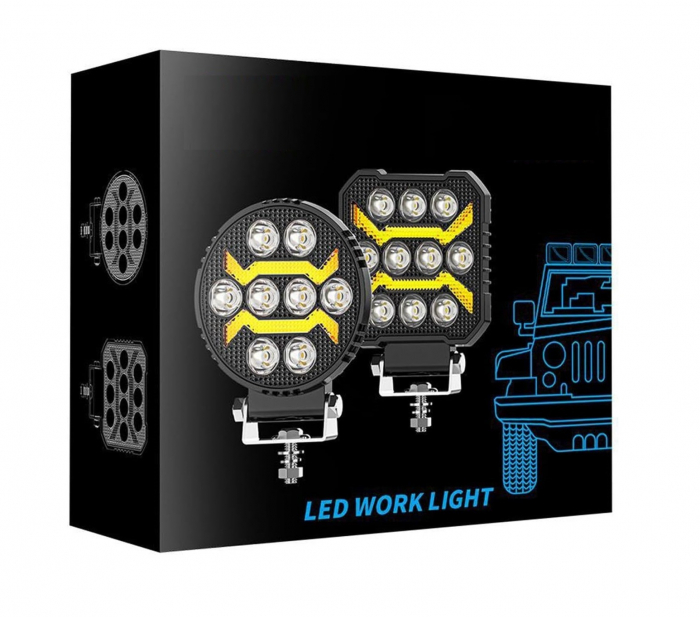 Proiector 10 LED Halogen cu Lumină Albă DRL Portocalie, 1700Lm, 9-30V, Rezistent la Apă IP68 - 17W [16]