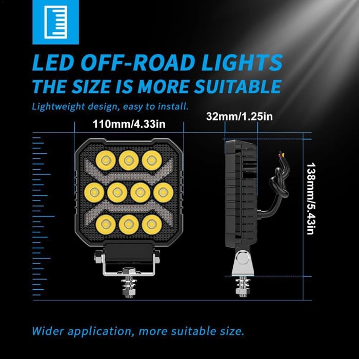 Proiector 10 LED Halogen cu Lumină Albă DRL Portocalie, 1700Lm, 9-30V, Rezistent la Apă IP68 - 17W [2]
