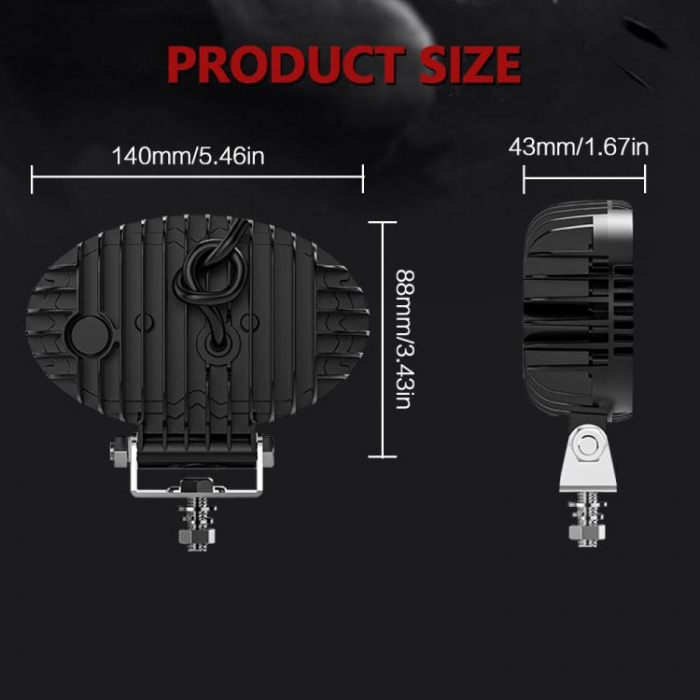 Proiector 10 LED Halogen cu Lumină Albă și DRL Portocalie, 2000LM, 9-30V, Rezistent la Apă IP67 [2]