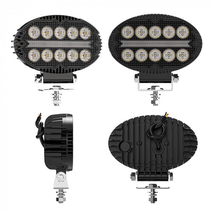 Proiector 10 LED Halogen cu Lumină Albă și DRL Portocalie, 2000LM, 9-30V, Rezistent la Apă IP67 [4]