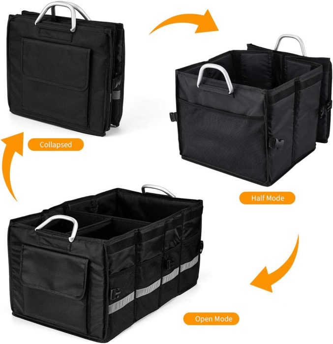 Organizator de portbagaj multifunctional, impermeabil, pliabil cu manere din aluminiu [6]