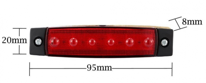 14 x 51 Lampa laterala 6 LED-uri 12v lumina rosie [2]