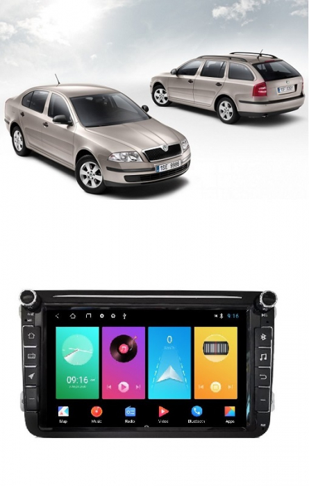 Navigatie  Android dedicata Skoda Octavia II 2004 - 2013, 1GB RAM, Radio GPS Dual Zone, Display HD 8" Touchscreen [1]