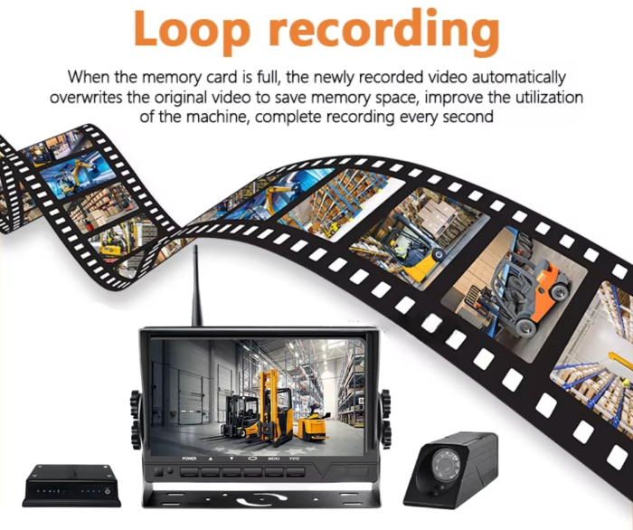 Sistem camera wireless pentru stivuitor cu monitor HD de 7 inch, baterie incorporata, vedere infrarosu, ghidaj laser, incarcator si suport magnetic [11]