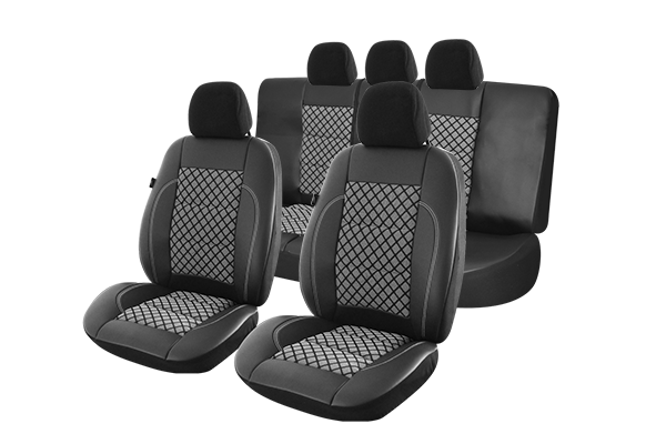 Set huse scaune compatibile RENAULT MEGANE 2002-2009 Piele + Textil (Compatibile cu sistem AIRBAG) [1]