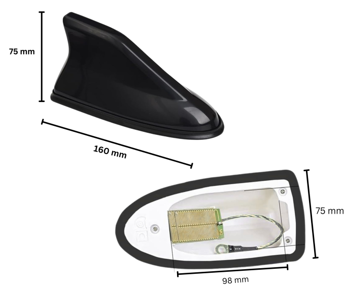 Antena auto activa tip shark fin cu amplificator integrat – universala, imbunatateste semnalul, Negru [4]