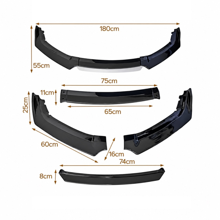 Prelungire Bara Fata Universala, Lip Spoiler Auto Tuning, 4 Piese, ABS, Negru Lucios, 180 cm [7]