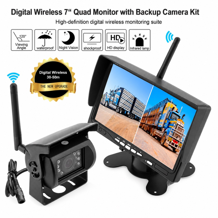 Camera Marsarier Wireless cu Monitor 7 Inch, 12V/24V, Vedere Nocturna IR, IP67, pentru Camion, TIR si Autoutilitara [2]