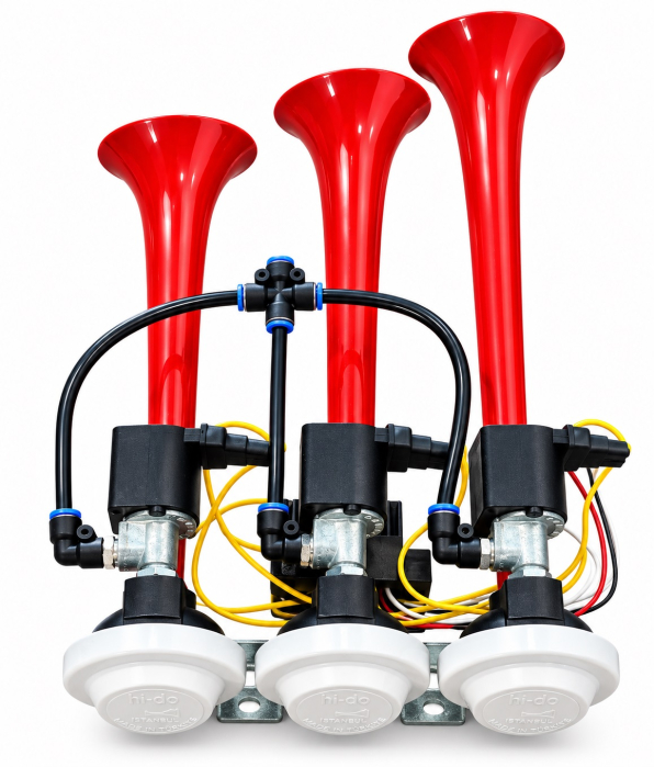 Claxon Pneumatic Triplu 24V Triple Arab pentru Camion, TIR si Autobuz, 125 dB, 3-10 Bar [5]