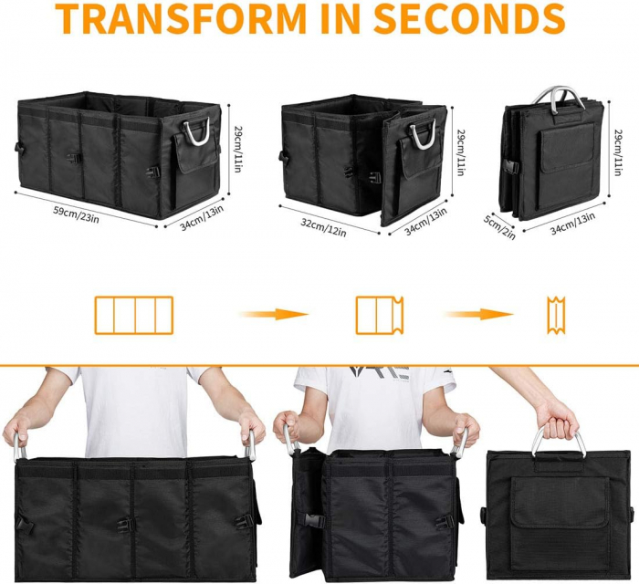 Organizator de portbagaj multifunctional, impermeabil, pliabil cu manere din aluminiu [7]