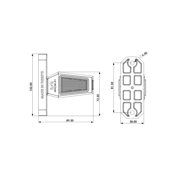 Set de lumini de gabarit LED cu 3 poziții - Galben Roșu 90 mm 12V-24V [6]