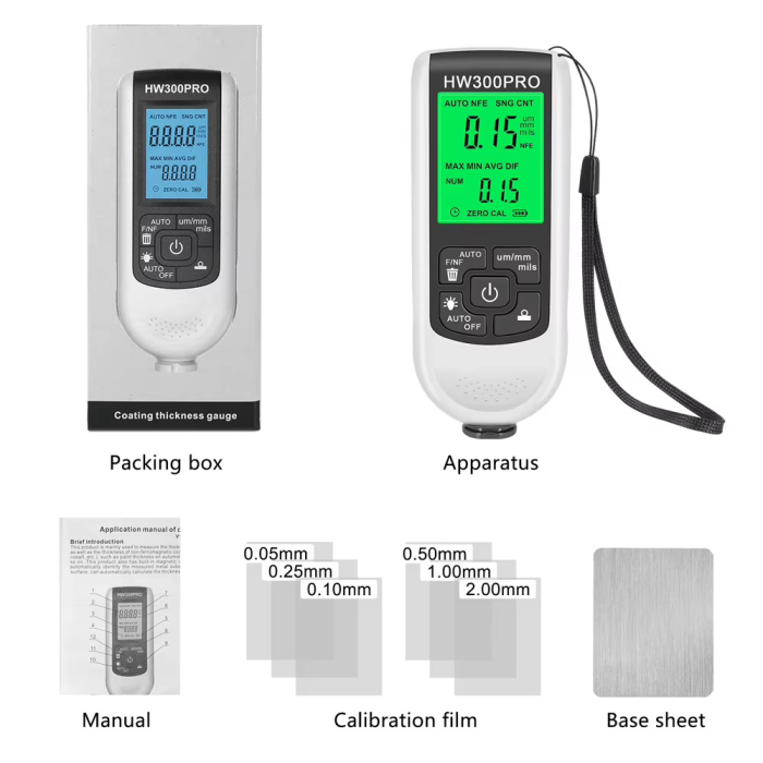 Tester Digital Masurat Grosimea Vopselei Auto HW300PRO, Tester Vopsea Fe/NFe, Ecran LCD, 0-1800 Microni [8]