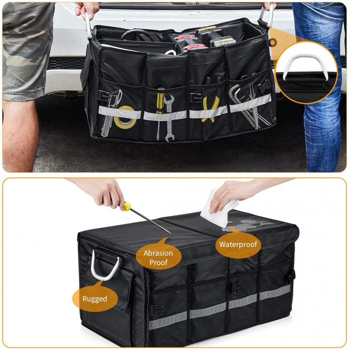 Organizator de portbagaj multifunctional, impermeabil, pliabil cu manere din aluminiu [10]