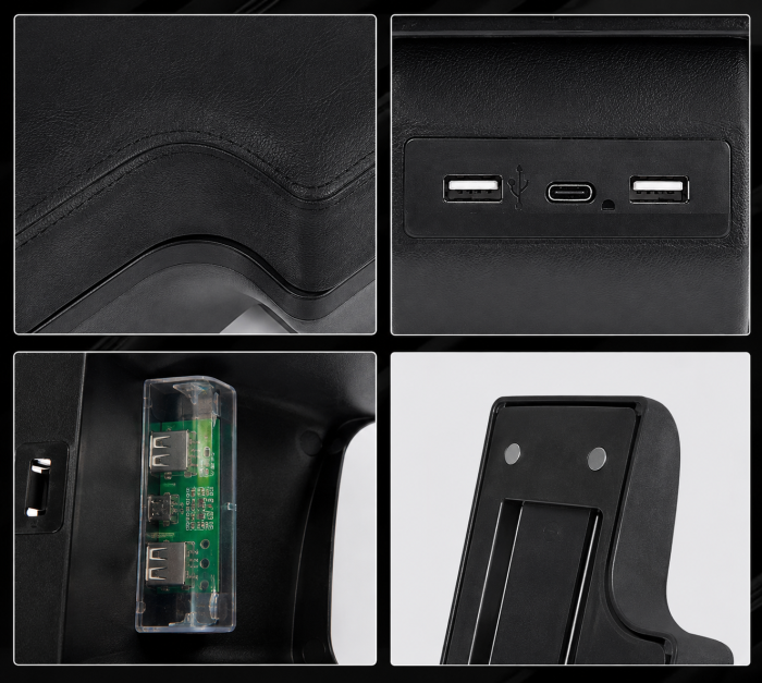 Cotiera auto Nissan Juke 2010-2019, Gen 1, compartiment depozitare, 2x USB-A, 1x USB-C, acces butoane incalzire scaune, Negru [5]