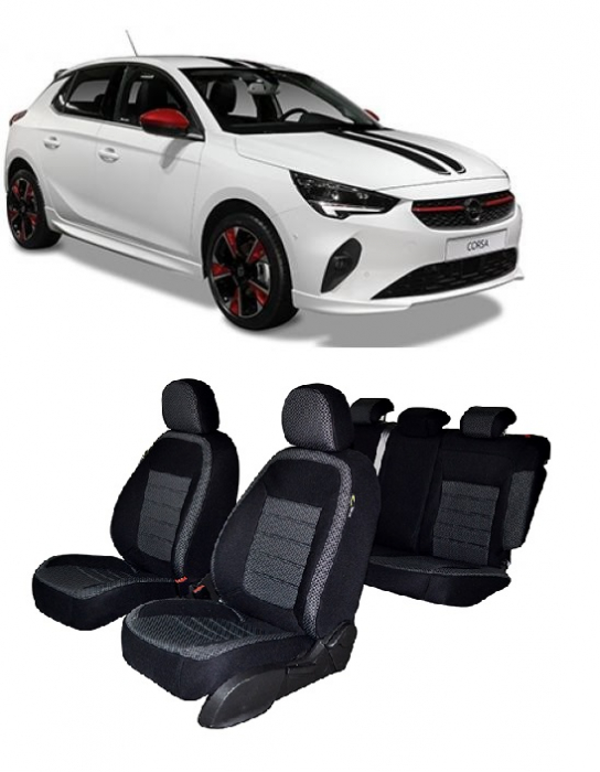 Set huse scaune dedicate Opel Corsa 2015-2020 (Bancheta fractionata si husa cotiera) [1]