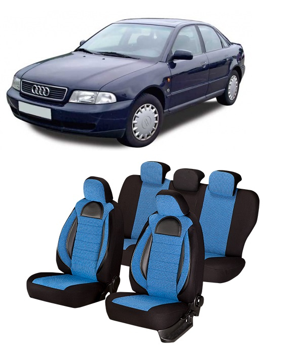 Set huse scaune compatibile Audi A4 B5  (1995-2001)  Piele + Textil (Compatibile cu sistem AIRBAG) [1]