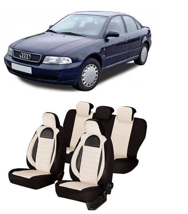 Set huse scaune compatibile Audi A4 B5 (1995-2001) Piele + Textil (Compatibile cu sistem AIRBAG) [1]