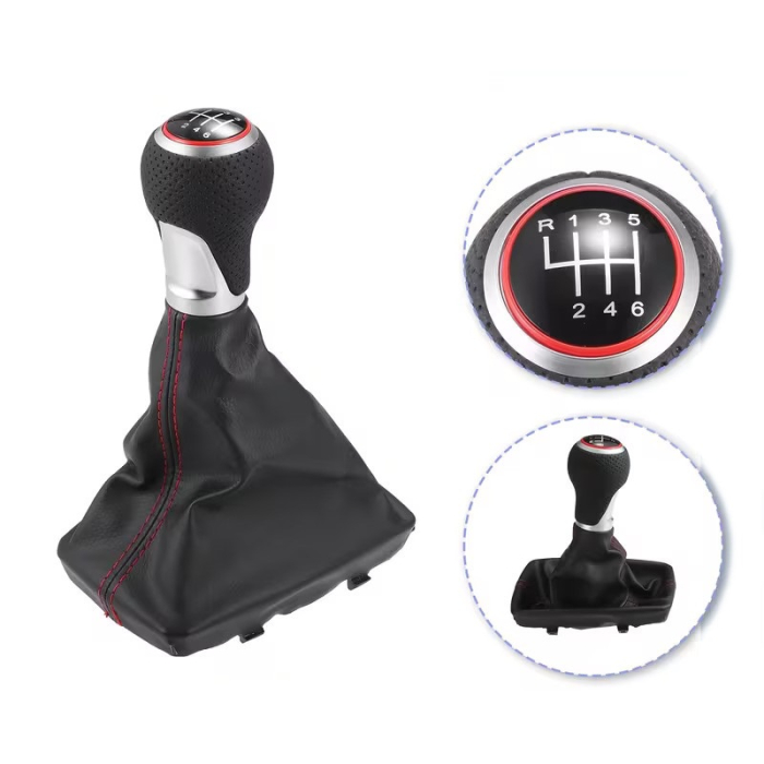 Schimbător de viteze Sport Ball cu 6 trepte și manșon pentru Audi A4/S4 B8 și A5/S5 8T - Cusături roșii [2]