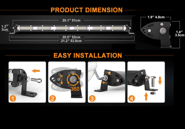 Led bar 51 Cm 162W  cu LED-uri 54 LED Ultra subțire Lampă cu halogen 12V 24V Auto ATV Jeep 4x4 Camion offroad etc [3]