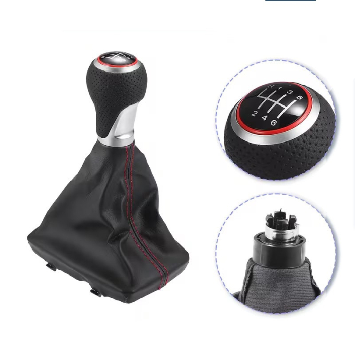 Schimbător de viteze Sport Ball cu 6 trepte și manșon pentru Audi A4/S4 B8 și A5/S5 8T - Cusături roșii [3]