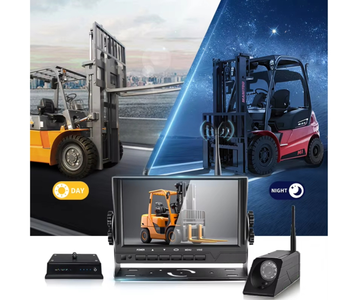 Sistem camera wireless pentru stivuitor cu monitor HD de 7 inch, baterie incorporata, vedere infrarosu, ghidaj laser, incarcator si suport magnetic [8]